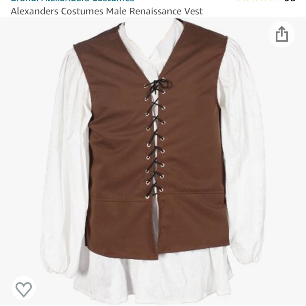 Male Renaissance Vest Size Medium